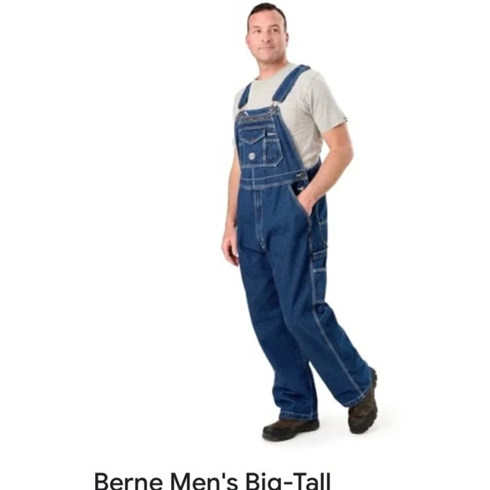 Y2k‎ Berne Washed Blue Denim Bib Overalls 50